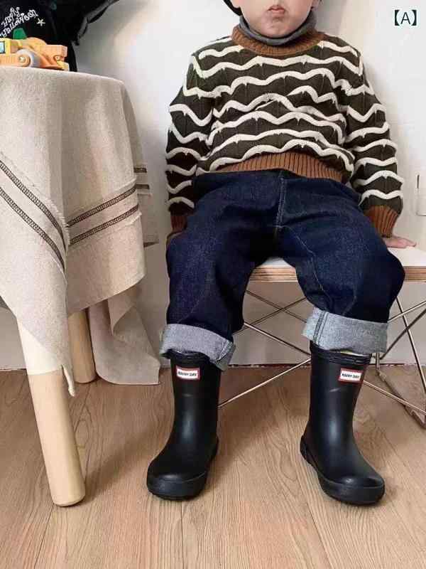 子供用 長靴 英語の 親子の 子供用 レインブーツ 大人用 男の子と 女の子 小学生の 学生 幼稚園の 赤ちゃんの ウォーター シューズ 滑り止め ゴム 靴