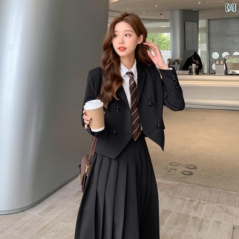 スタイリッシュ 女性 スーツ カレッジ スーツ スカート 春秋 完全な セットの フォーマルウェア 大学生 面接 JK 制服 ジャケット 女性|サポートシェアグローバル