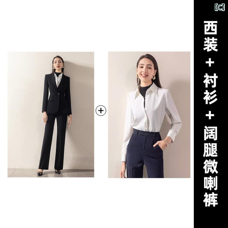 スタイリッシュ 女性 スーツ 女性用 黒 スーツ 受付 営業 部 作業着 面接 司会者 フォーマルな 服装などの 高級 ビジネスウェア