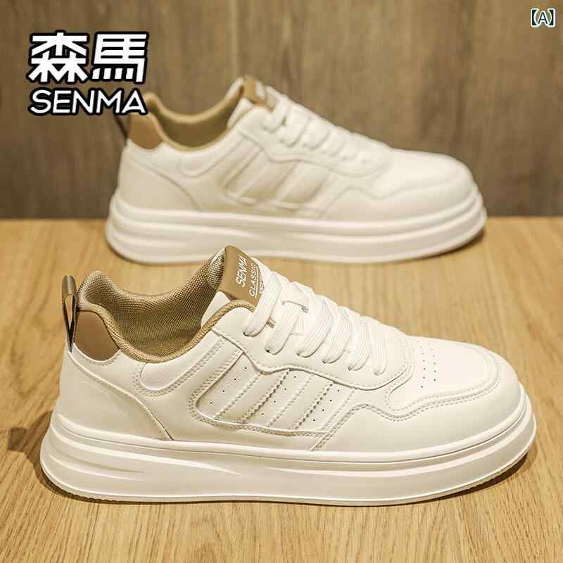 メンズ 白靴 スニーカー Semir メンズシューズ 夏 通気性 メッシュ 万能 革 ローカット スニーカー メンズ カジュアル レザーシューズ スポーツ S サイズ ホワイト シューズ