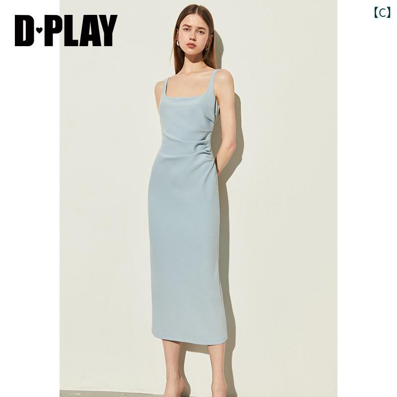 か細い相応う ズボン吊り御召しもの DPLAY 2025 夏 白いこと 御召しもの 真四角素っ首 か細い ロング スコート ズボン吊り 御居処