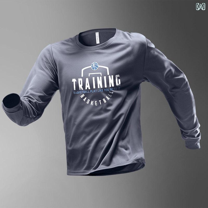 バスケットボール ウェア メンズ メンズ スポーツ 長袖 Tシャツ 冷感 夏 薄手 速乾 ランニング シューティングトレーニング バスケットボール ユニフォーム トップス サマー ジャージ