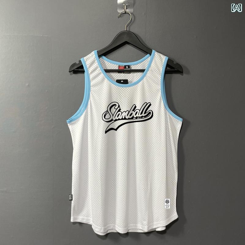 バスケットボール ウェア メンズ アメリカン ナロー ショルダー バスケットボール メッシュ スポーツ ベスト メンズ Tシャツ ゆったり 通気性 フィットネス ランニング トレーニング ノースリーブ ジャージ