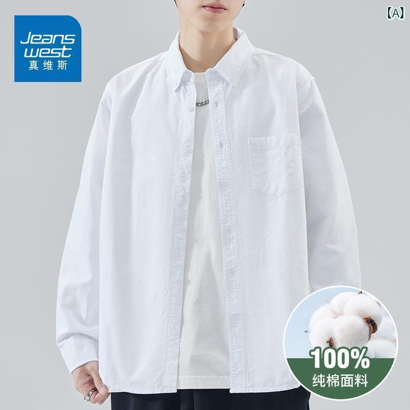 シンプル メンズ Ｙシャツ Jeanswest 長袖 シャツ メンズ 2025 春 スタイル カジュアル 綿 トップ コート