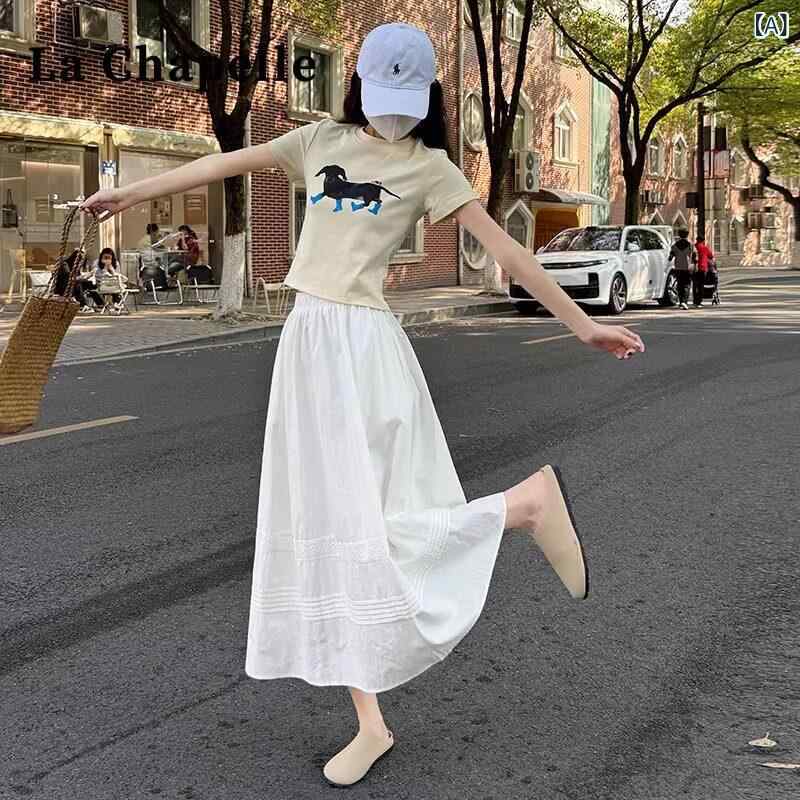 パンツドレス レディース ラシャペルの 夏用 レディース レース パッチワークスカート エアリーな 白い ミニ スカート ハイウエスト aライン スリム ビッグ スイング