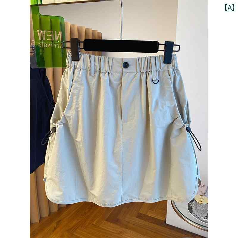 パンツドレス レディース 夏の 女性用 ワークウェア ショート スカート ゆったり レトロ aライン ハイウエストの 露出 防止 ヒップ ラップ パンツ