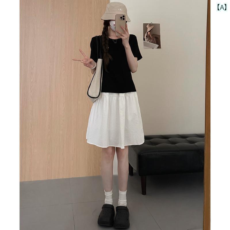 パンツドレス レディース ホワイトの カジュアル 弾性 スカート ショート 女性 2025 夏の スリム スポーツ