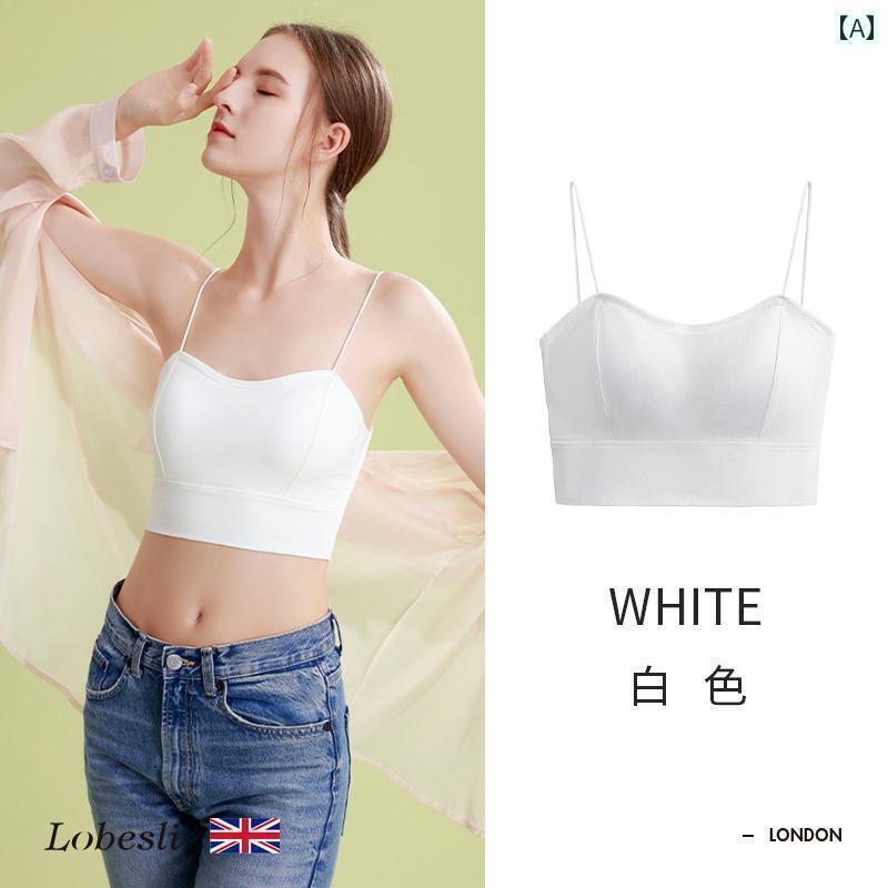 インナー 英国製 ローブ スリ サスペンダー 美しい 背中の インナーウェア レディース 綿 ブラなし 一 体型 胸 パッド チューブ トップ ベスト