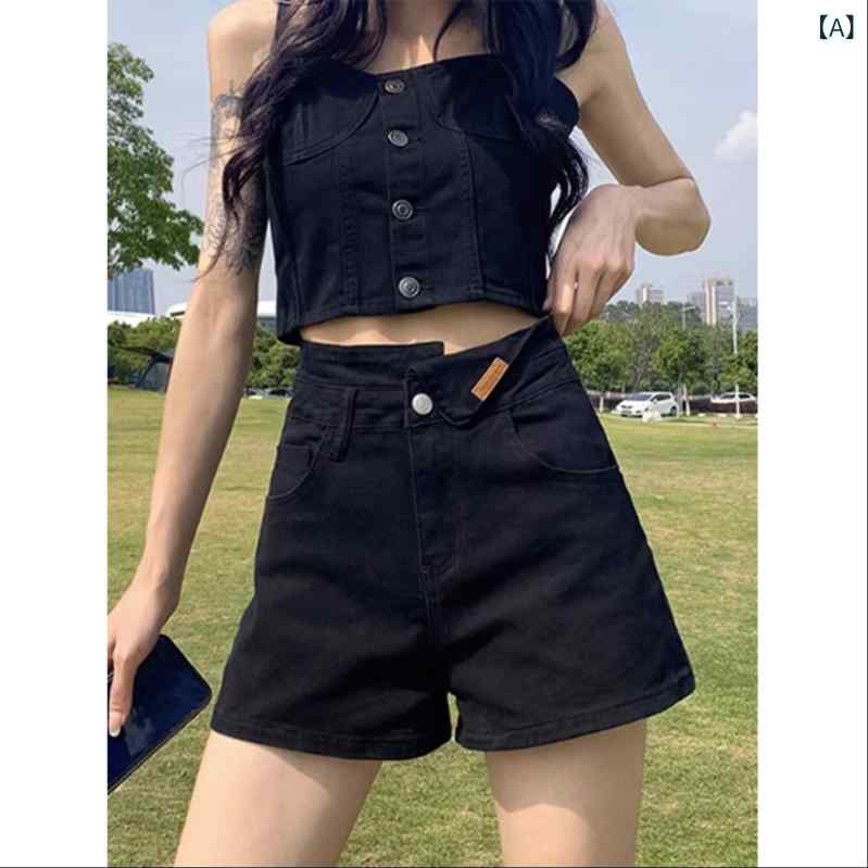 インナー 夏に 女性用 洋 ナシ型 ハイウエスト 黒 aライン デニムショートパンツ 大きめ サイズ 太め mm ゆったり ヒップ カバー スリム ホット ガール パンツ