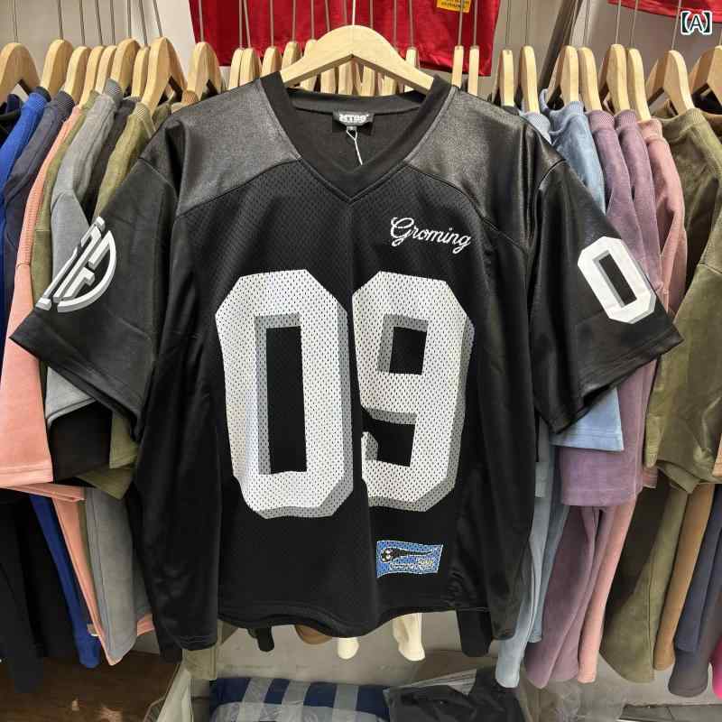 カッコイイ Tシャツ アメリカ 西 海岸 No 9 フットボール ユニフォーム ストリート ファッション レトロジャージ 半袖 Tシャツ 男女 夏 ゆったり トップス