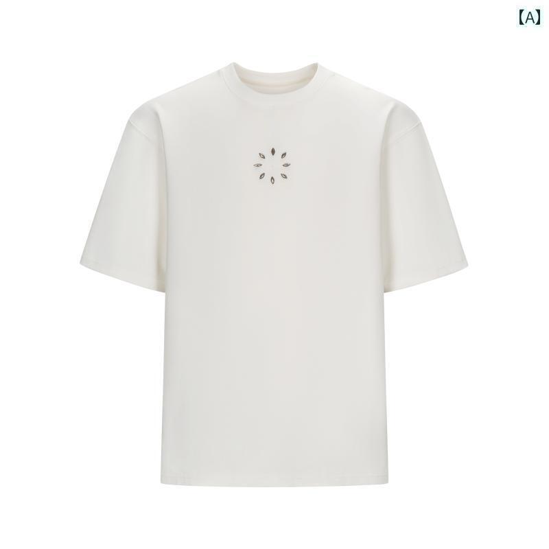 カッコイイ Tシャツ TIWILLTANG 菱形 シャトル スタッズ 配列 Tシャツ ラウンドネック 半袖 メンズ