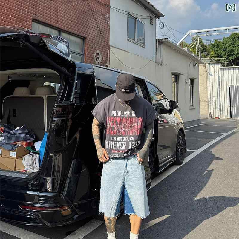 カッコイイ Tシャツ ホワイト クレーン アメリカン ヘビー 380 g ストリート ウォッシュ 加工 半袖 メンズ レター Tシャツ