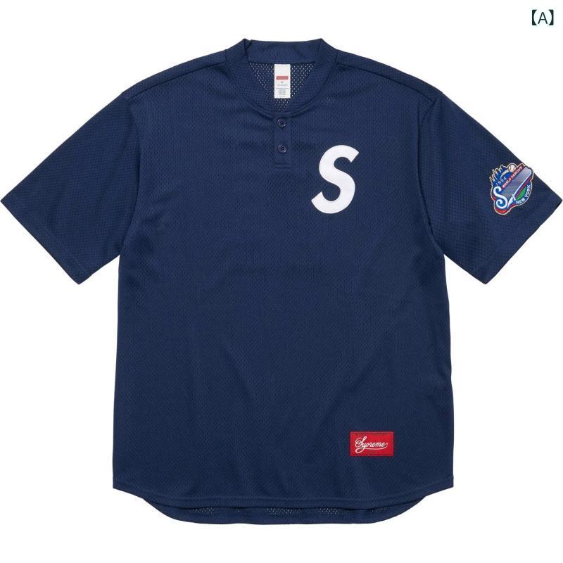 カッコイイ Tシャツ 24 FW S ロゴ ベースボール ヘンリー 文字 刺繍 メッシュ シャツ 半袖 Tシャツ