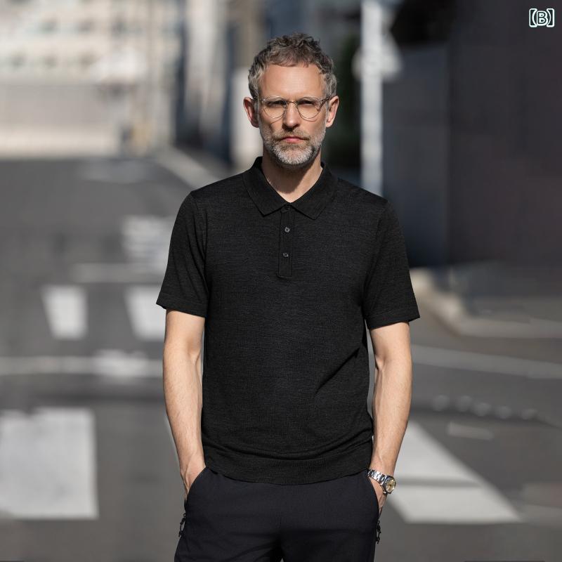 Tシャツ ストリート EDOT 快適 ボディ 100 % ウール 半袖 Tシャツ メンズ 2025 夏 ポロ セーター