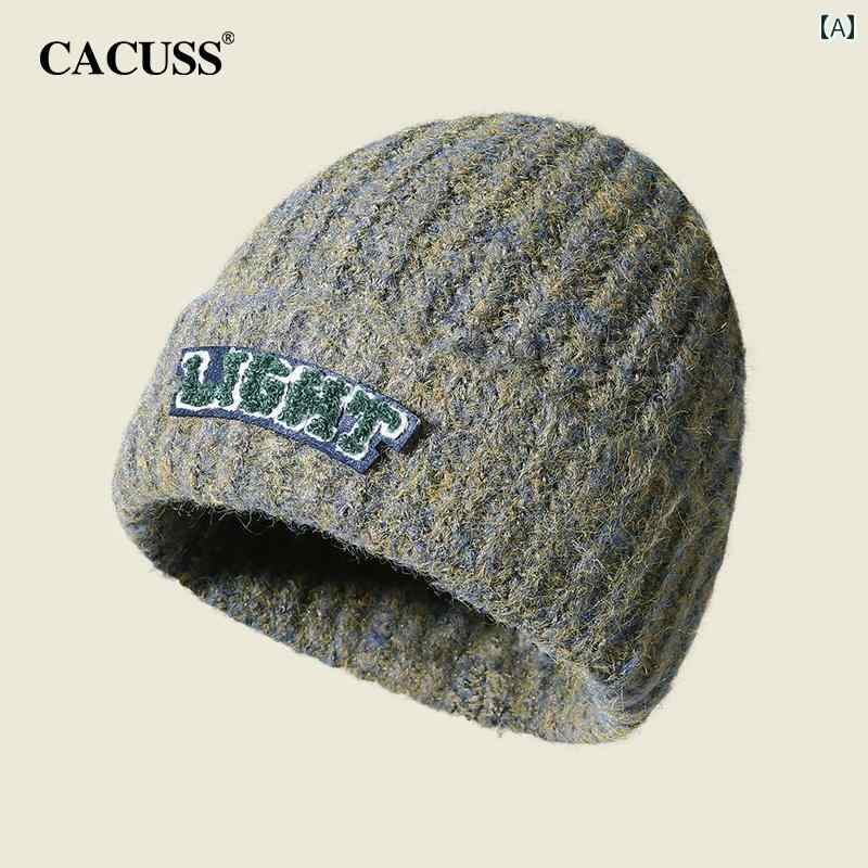 おしゃれ ニット帽 レディース CACUSS 帽子 レディース 秋冬 2025 ウール グラデーション 文字 ファッション ニット 大きい 頭 風邪