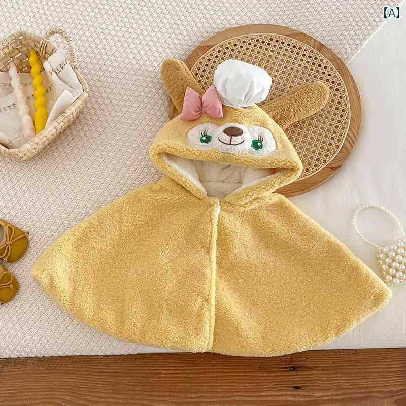 かわいいい ケープ ベビー服 秋冬 ベビー マント 冬服 お出かけ用 男の子と 女の子 ベルベットの ショール 防風 服