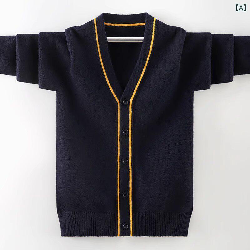 子供 ガーディガン ニット 男の子 ニットカーディガン おしゃれな 中大 サイズ 子供用 制服 綿 セーター ジャケット カレッジ アウタートップ