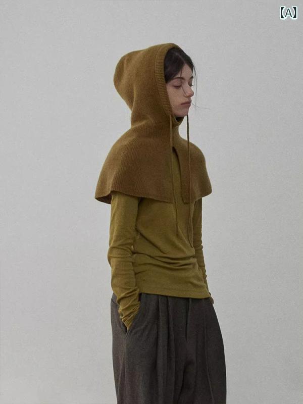 バラクラバ おしゃれ 帽子 女子 フレンチ バラクラバ ハット レディース 秋冬 暖かい 耳 保護 ネック ゲートル ニット ウール ドローストリング