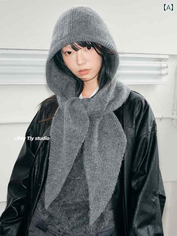 バラクラバ おしゃれ 帽子 女子 feytiy ウールな レトロ バラクラバ 秋冬 暖かい 帽子 スカーフ 一 体型 韓国製 イン