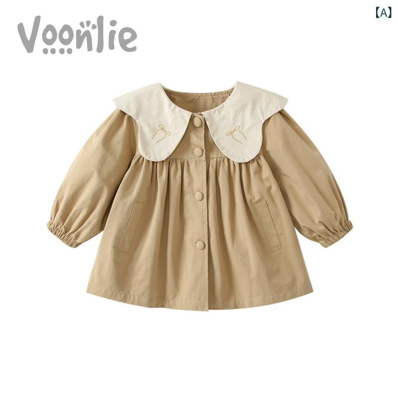 カーキ コート Fanlie 女の子用 コート 2025 春 子供用 おしゃれ ウィンドブレーカー ベビー 服 付き トップス 春秋