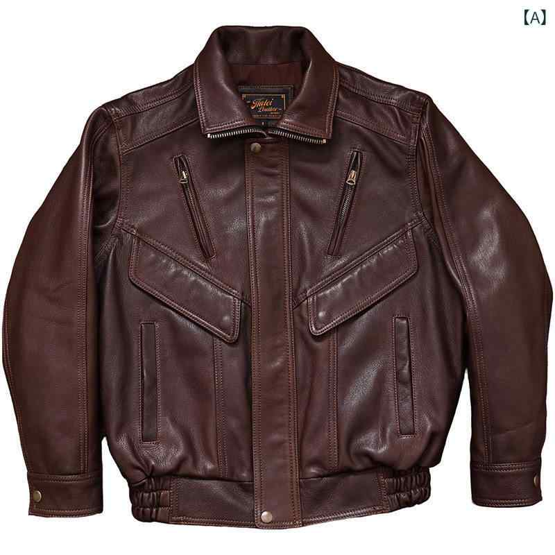 レザー ジャケット 革 メンズ お父さん スタイル レトロ ゴートスキン フライト スーツ ジャケット A 2 革 メンズ モーター サイクル｜サポートシェアグローバル
