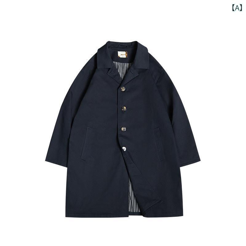 レザー ジャケット 革 メンズ アンクル グの 紳士と 同じ レトロ バル マーク ウィンドブレーカージャケット メンズ ゆったり ミドル 丈 コート 春|サポートシェアグローバル