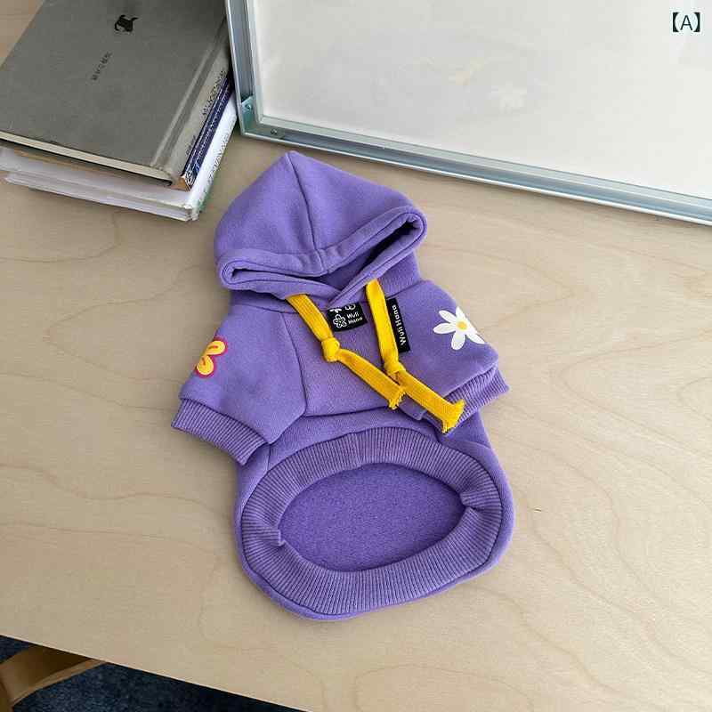 ワンちゃんのパーカー おしゃれ Wuli Hana ペット 服 犬用 セーター 猫用 ベルベット パーカー プリント 秋冬用 コットン