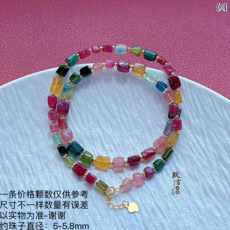 健康 アクセサリー トルマリン ラオ クアン トルマリン 925 シルバーネックレス キャンディ カラー レインボー スイカ バイカラー ネックレス レディース 調節可能 ジュエリー|サポートシェアグローバル