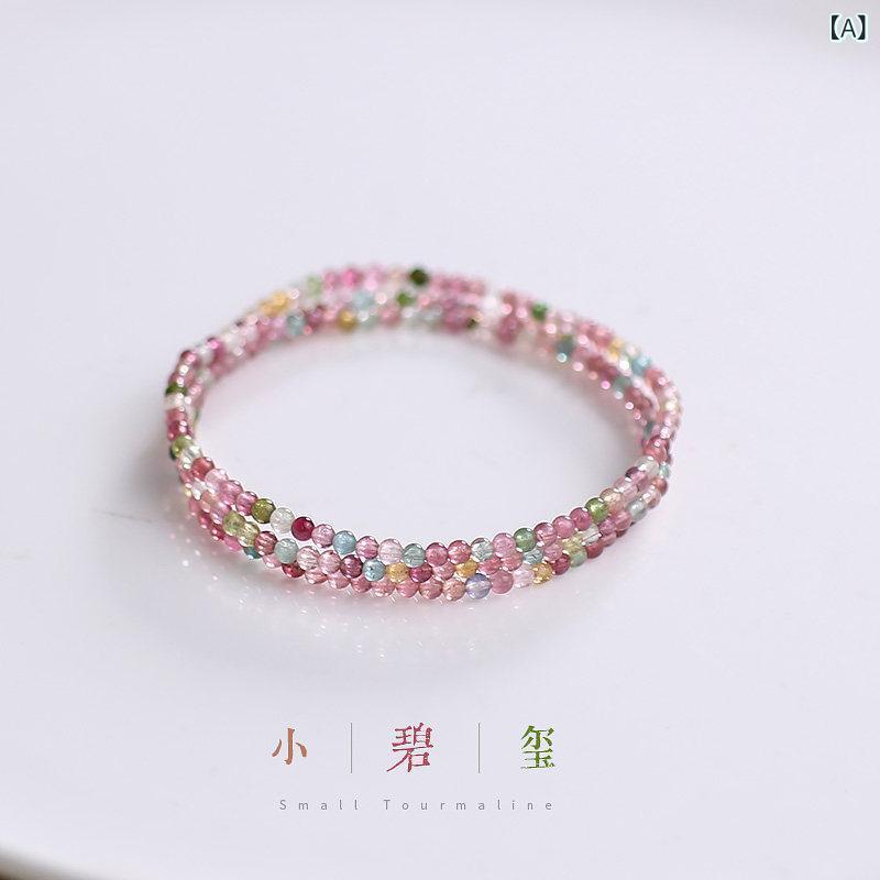 健康 アクセサリー トルマリン の カラフルな 小さい トルマリンブレスレット 女性用 3つの 円 のの ブレスレット な 高級で 精巧