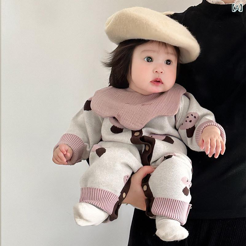ベビー ニット 帽子 セーター ヌードル ベビー 春服 ワンピース セーター ニット ロンパース 女の子 服小 1ヶ月 秋冬 お出かけ 服