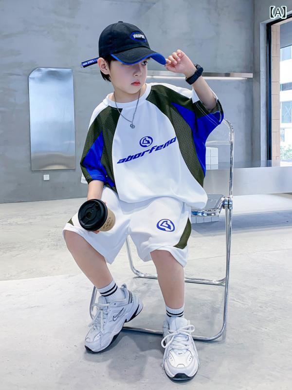 キッズ バスケットボール ウェア 男の子 夏 速乾 スポーツ 半袖 スーツ 2024中大 サイズ 子供服の 夏の な バスケットボール 服の
