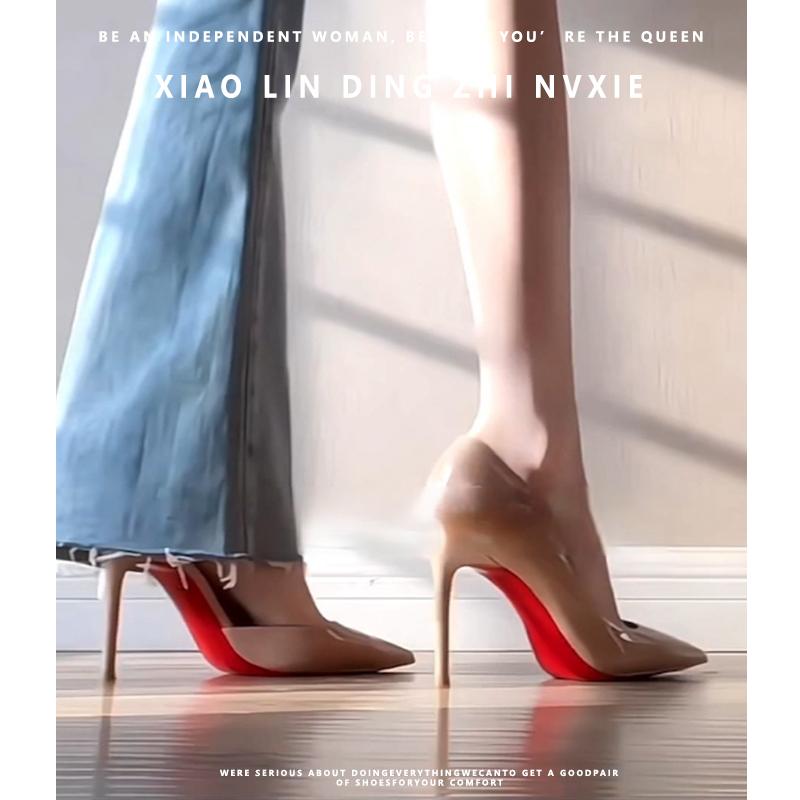 ハイヒール スタイリッシュ 女性用 ヌード ハイヒール 2025年 サイド ホロー レッド ボトム セクシーで 美しい プロ 疲れにくい 足 スティレット ヒール