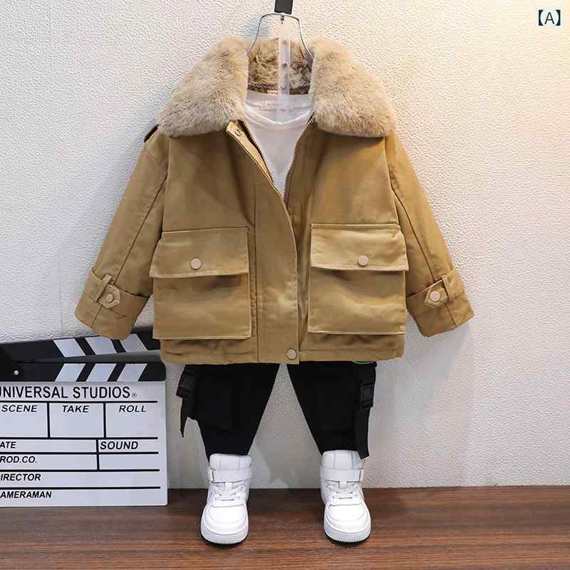 子供用 ファーコート かわいい 男の子 秋冬 コート 2024 子供用 厚手 ファー 襟 ベビー 冬 暖かい 裏起毛 パーカー