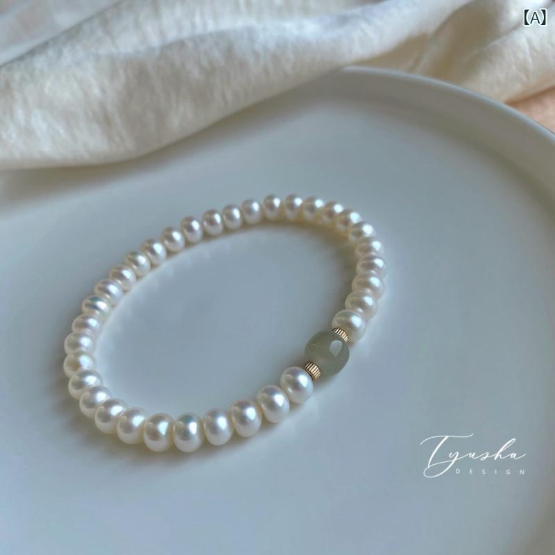 ビーズ アクセサリー TYUSHA 優しい 質感のの 強い 光 5 A パールブレスレット パール 和田 翡翠 ブレスレット レトロ 高級 感