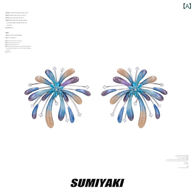 キュート イヤリング SUMIYAKI 花火 スター ピアス グラデーション 耳 かけ 式 穴なし レディース