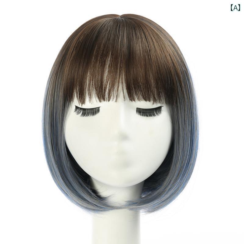 女性用 かつら 女性用 ウィッグ ショート ヘア 前髪 付き 人工 毛 リサと 同じ スタイル グラデーション ナチュラル フル ヘッド
