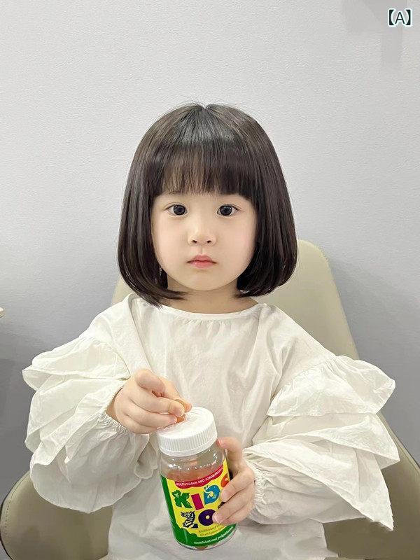 女性用 かつら 子供用 女性用 ウィッグ 女の子用 甘くて かわいい の 髪 ショート ストレート ヘア スタイル 複数の サイズ オプション