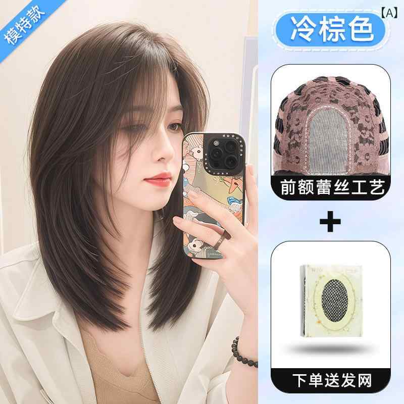 女性用 かつら ショート ヘアウィッグ 女性用 フル ヘッド セット 額 レース ミドル パート 鎖骨 ヘア シミュレーション ミディアム ロング デイリー ウィッグ