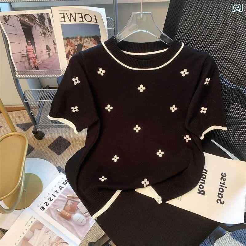 サマーニット レディース アウトレット Gedi カット ラベル テール 商品 レディース 服 快適 冷感 ニット セーター 半袖 Tシャツ トップス