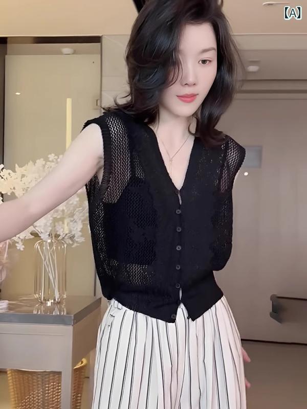 サマーニット レディース 冷感の ノースリーブ Tシャツ レディース 夏 薄手 2025 ゆったり スリム Vネック ニット セーター トップス