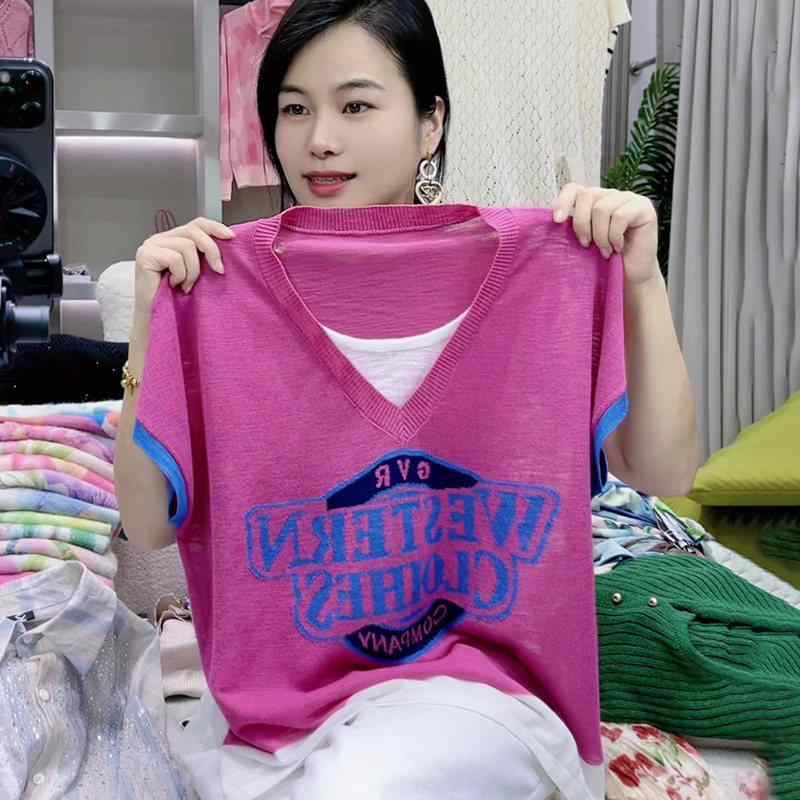 トップス レディース 半袖 Tシャツ ローズピンク Vネック 字母プリント 重ね着風 ニットシャツ ブラウス プルオーバー カットソー 伸縮性 接触冷感 ゆったり 体型カバー 大きいサイズ プラスサイズ 着痩せ 細見え お腹周り 二の腕カバー 通勤用 普|サポートシェアグローバル