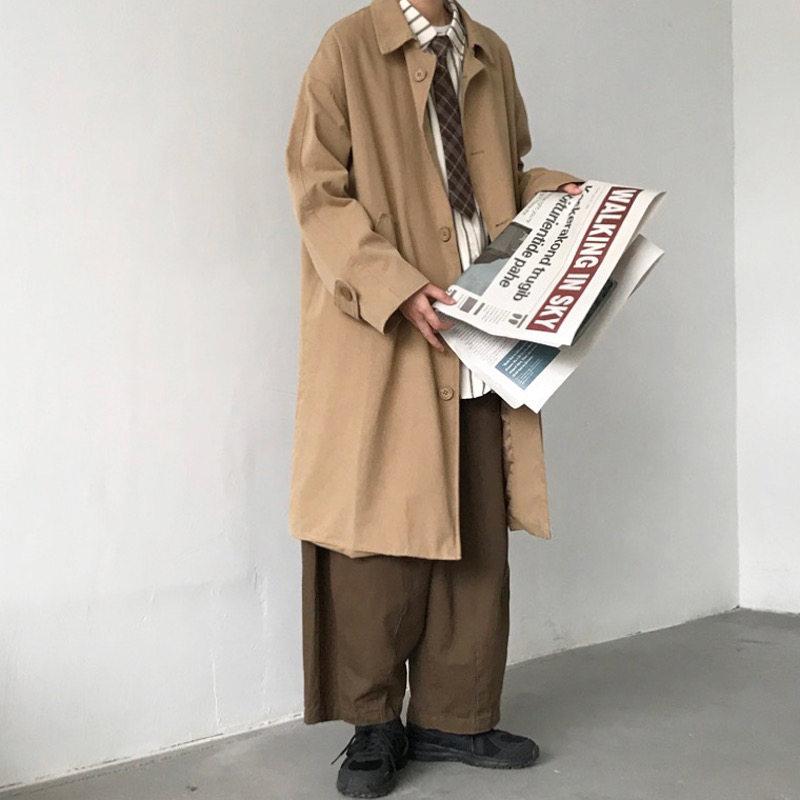 カーキ 厚地の外套 レディース Jiwuu 和風 レトロ 真っただ中 丈 ウィンドブレーカージャケット 男女兼用 通い 二人組 厚地の外套