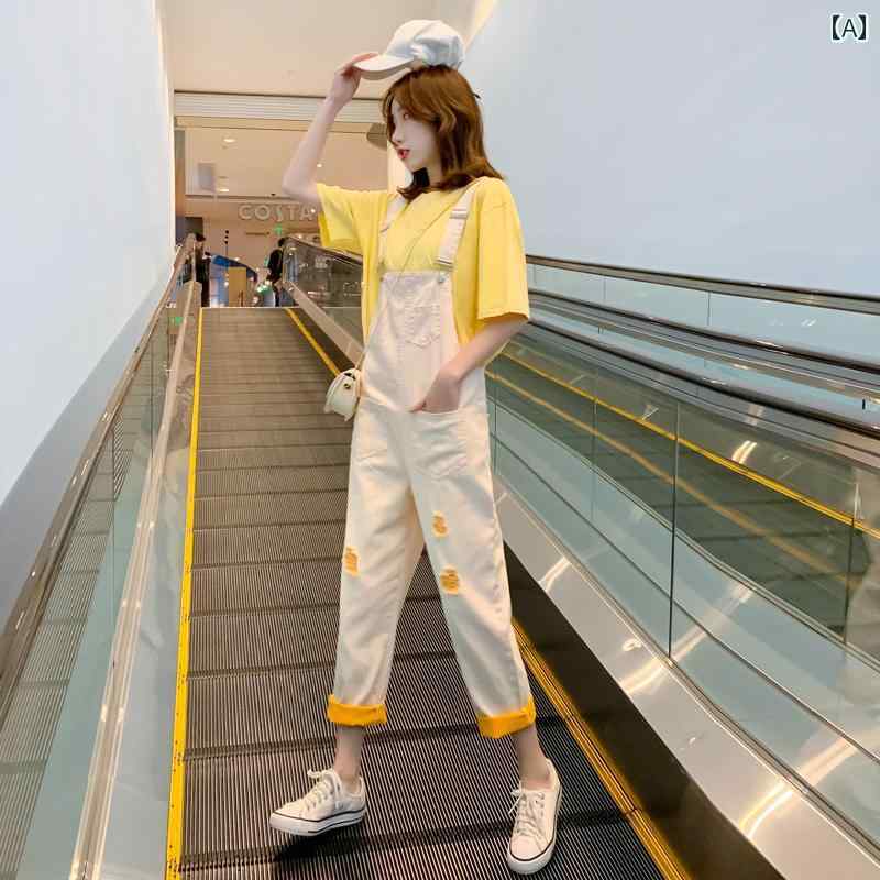 デニム　ジーンズ　レディース 女性用 ミルキー デニムオーバーオール 春夏 和風 ネット 小さめ かわいい 若返り 効果 ゆったり 破れ スリム 5,541円