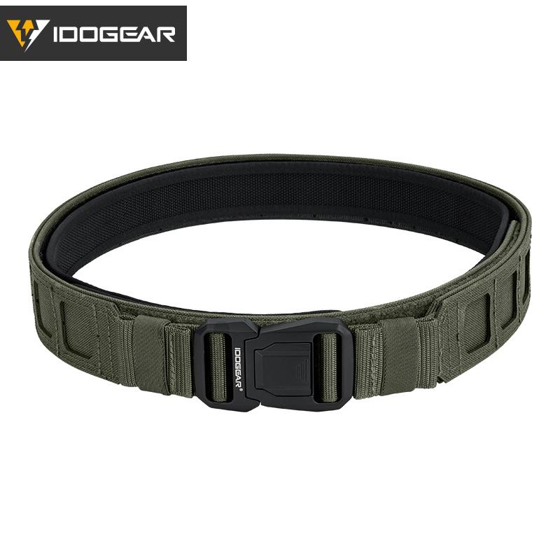 ベルト　レザー　メンズ IDOGEAR 小型 スチール製 スコーピオン ヒョウ 2インチ レーザー ウエスト ベルト ミリタリーファン用 内側と 外側に 1つの モール クイックリリースベルト
