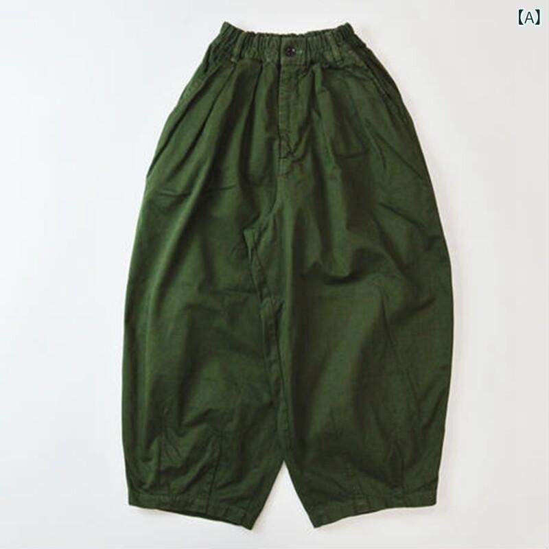 広広とした ズボン下 ボトムス Chuyuan お上さん服 レディース カーキ ズボン 綿 心地好い 広広とした レッグ ズボン下 御機嫌酉の方角 好いたらしい ゆったり 和風 櫂 季節 春