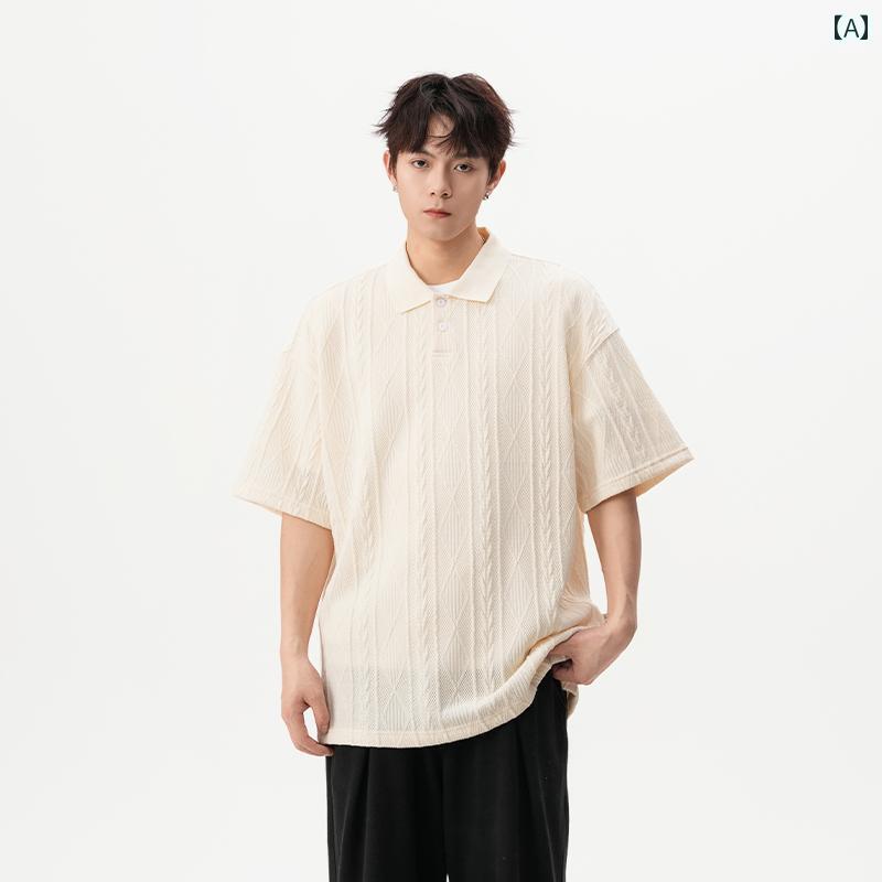 ニット 半袖 Tシャツ テクスチャー ド ニット POLO 半袖 メンズ 2025 夏 ゆったり 通気性 オールド マネー スタイル シンプル Tシャツ 4,661円
