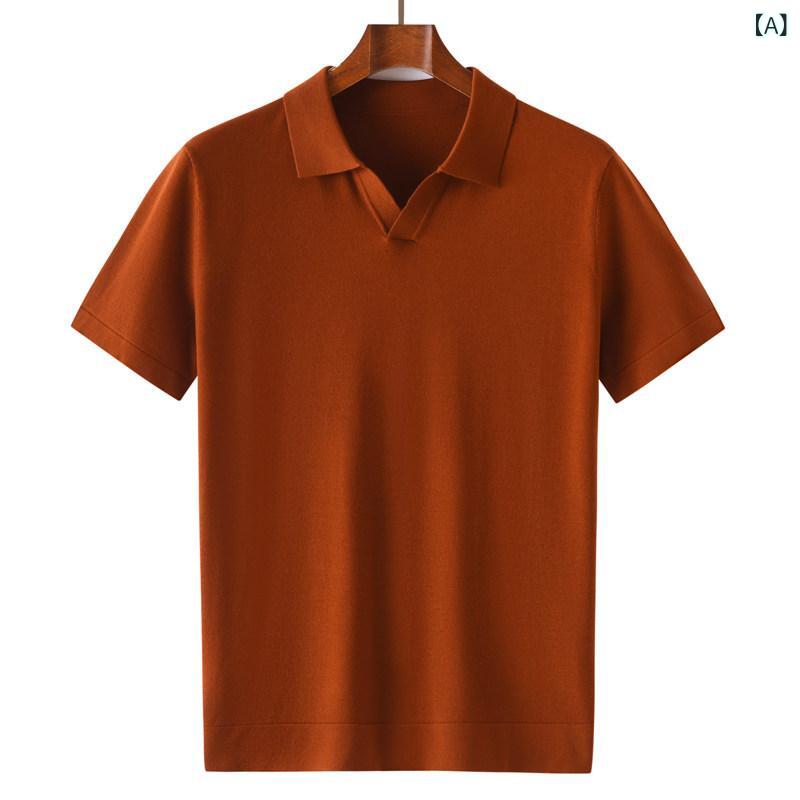 編み物 半袖 プルオーバー 100 % 羊毛 半袖 プルオーバー メンズ POLO シザー 色つや 商行為 編み物ティーシャツ スウェーター 心地好い インナーレイヤリング プルオーバー