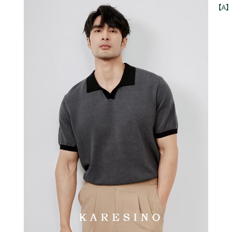 袖 スポーツシャツ メンズ KARESINO 夏 通気性 綿織物 メンズ編み物 スポーツシャツ 商行為 心地よい 半袖 メンズ プルオーバー