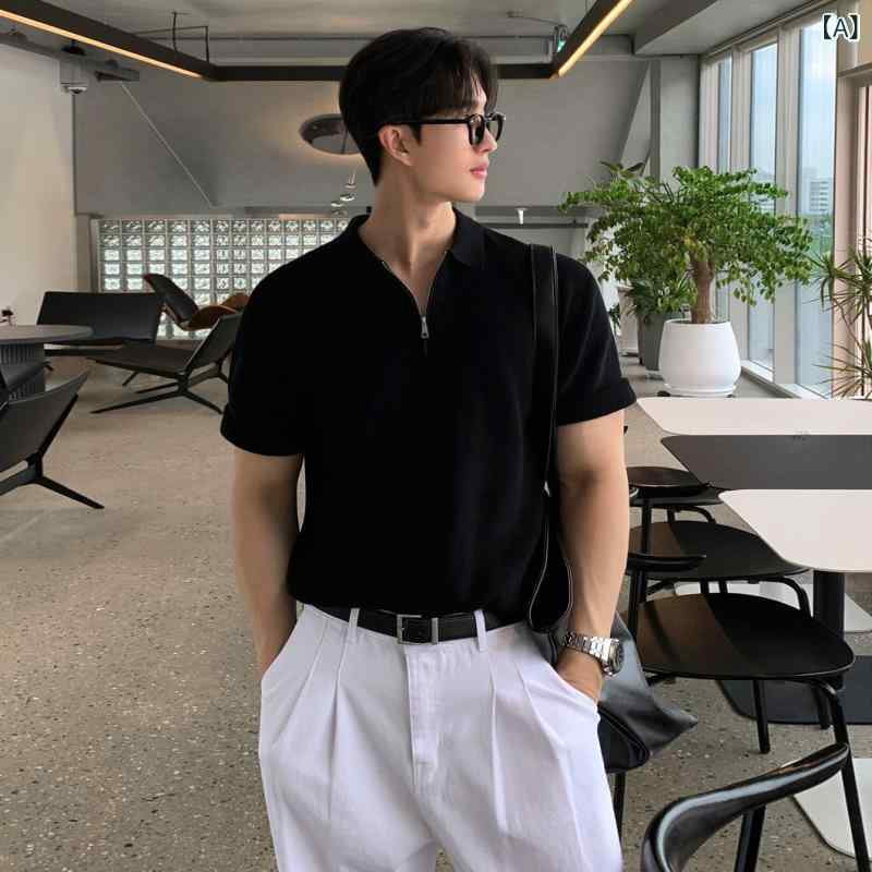 ニット 半袖 Tシャツ MRCYC シンプル カジュアル ニット 半袖 Tシャツ メンズ 夏 薄手 ゆったり トップス 韓国 通勤 着