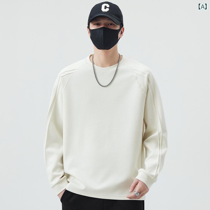 Tシャツ 無地 メンズ 長袖 Tシャツ 春秋 2025 インナーウェア ボトムス ラウンドネック ゆったり 無地 コットン 万能 スウェットシャツ